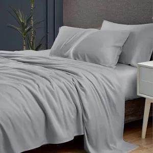 YRM Bedding's Silver Grey 400-TC Top Selling Egyptian Cotton Hotel Quality Bedsheet with 2-Pillow Covers Super King Size