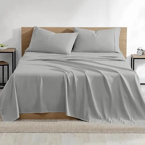 YRM Bedding's Silver Grey 400-TC Top Selling Egyptian Cotton Hotel Quality Bedsheet with 2-Pillow Covers Super King Size